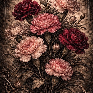 Képeslap - Gótikus szegfűk - otthon & életmód - papír, írószer - ajándékozás kellékei - képeslap, üdvözlőlap - Meska.hu