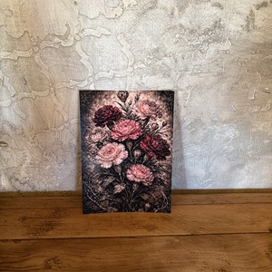 Képeslap - Gótikus szegfűk, Otthon & Életmód, Papír, írószer, Ajándékozás kellékei, Képeslap, üdvözlőlap, Fotó, grafika, rajz, illusztráció, MESKA