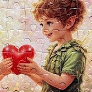 Hűtőmágnes puzzle - Tündér gyerekek Valentin napon - otthon & életmód - konyhafelszerelés, tálalás - konyhai dekoráció - hűtőmágnes - Meska.hu