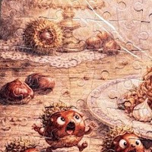 Hűtőmágnes puzzle - Menekülő gesztenyék - otthon & életmód - konyhafelszerelés, tálalás - konyhai dekoráció - hűtőmágnes - Meska.hu