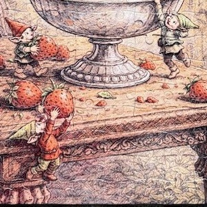 Hűtőmágnes puzzle - Eperlopó manók - otthon & életmód - konyhafelszerelés, tálalás - konyhai dekoráció - hűtőmágnes - Meska.hu