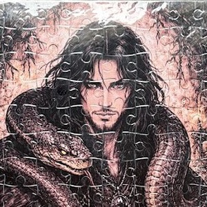 Hűtőmágnes puzzle - Varázsló kígyóval - otthon & életmód - konyhafelszerelés, tálalás - konyhai dekoráció - hűtőmágnes - Meska.hu