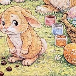 Hűtőmágnes puzzle - Húsvéti vicces tojásfestő nyulak - otthon & életmód - konyhafelszerelés, tálalás - konyhai dekoráció - hűtőmágnes - Meska.hu