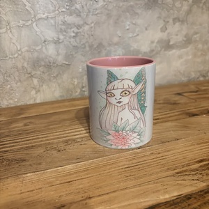 Zöld szárnyú tündér bögre, Otthon & Életmód, Konyhafelszerelés, tálalás, Tálalás, Bögre & Csésze, Fotó, grafika, rajz, illusztráció, MESKA