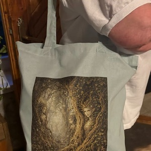 Világoszöld vászonszatyor driád mintával - táska & tok - bevásárlás & shopper táska - shopper, textiltáska, szatyor - Meska.hu