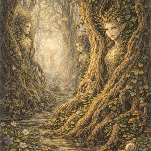 Világoszöld vászonszatyor driád mintával - táska & tok - bevásárlás & shopper táska - shopper, textiltáska, szatyor - Meska.hu