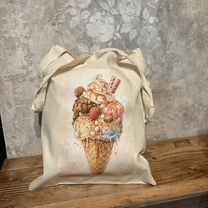 Natúr vászonszatyor fagyi mintával - Meska.hu