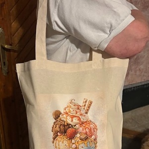 Natúr vászonszatyor fagyi mintával - táska & tok - bevásárlás & shopper táska - shopper, textiltáska, szatyor - Meska.hu