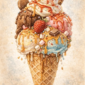 Natúr vászonszatyor fagyi mintával - táska & tok - bevásárlás & shopper táska - shopper, textiltáska, szatyor - Meska.hu