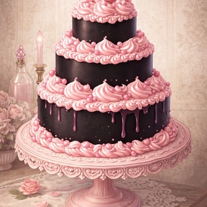 Fekete vászonszatyor torta mintával - táska & tok - bevásárlás & shopper táska - shopper, textiltáska, szatyor - Meska.hu