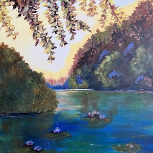 Tündér tó, Művészet, Festmény, Akril, Festészet, MESKA