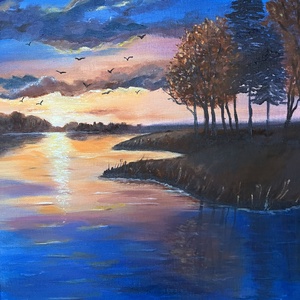 Alkonyat, Művészet, Festmény, Akril, Festészet, MESKA