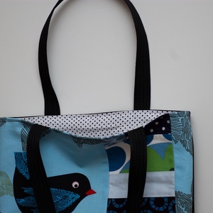 Birdie - madárka mintás patchwork táska vagy szatyor -  - Meska.hu