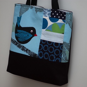 Birdie - madárka mintás patchwork táska vagy szatyor -  - Meska.hu