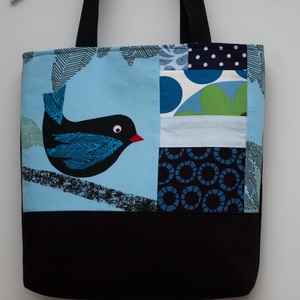Birdie - madárka mintás patchwork táska vagy szatyor -  - Meska.hu