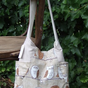 AKCIÓÓÓ - Baglyos táska, válltáska - Bézs és barna - Meska.hu