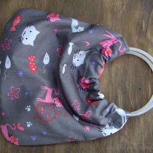 Karikás fülű táska kislányoknak - Szürke cicás  -  - Meska.hu