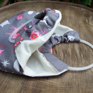 Karikás fülű táska kislányoknak - Szürke cicás  -  - Meska.hu