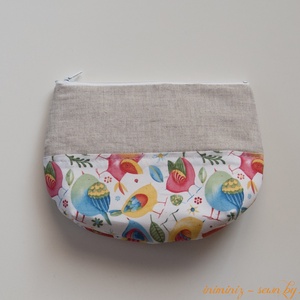 Len-pamut cipzáros neszeszer, tok, erszény, tartó - Madárkás -  - Meska.hu