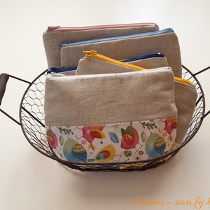 Len-pamut cipzáros neszeszer, tok, erszény, tartó - Madárkás - Meska.hu