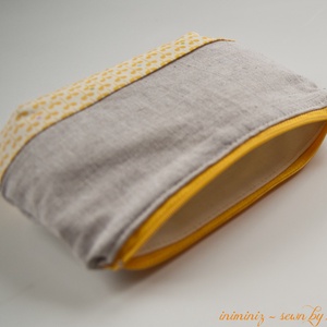 Len-pamut cipzáros neszeszer, tok, erszény, tartó - Sárga leveles -  - Meska.hu