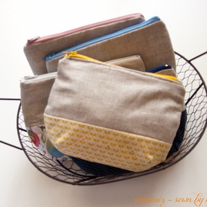 Len-pamut cipzáros neszeszer, tok, erszény, tartó - Sárga leveles -  - Meska.hu