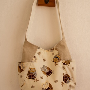 AKCIÓÓÓ - Baglyos táska, válltáska - Bézs és barna -  - Meska.hu