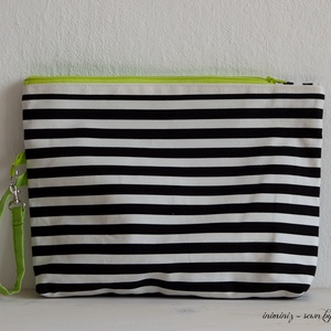 Nagy csíkos neszi, szütyő, táska, pelenkázótáska - zöld - Meska.hu