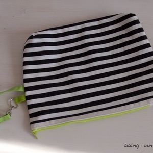 Nagy csíkos neszi, szütyő, táska, pelenkázótáska - zöld -  - Meska.hu