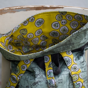 AKCIÓ!!! Modern hátizsák - Visszahajtott tetejű (szürkéskék-sárga) -  - Meska.hu