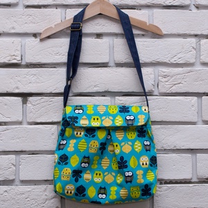 Baglyos kislány táska - türkiz/zöld oldaltáska/válltáska - Meska.hu