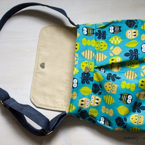 Baglyos kislány táska - türkiz/zöld oldaltáska/válltáska -  - Meska.hu