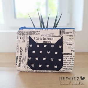 Patchwork neszesszer, cipzáros tok, tartó - Fekete-fehér cicás - Meska.hu