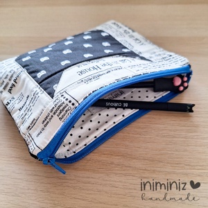 Patchwork neszesszer, cipzáros tok, tartó - Fekete-fehér cicás - táska & tok - neszesszer - Meska.hu