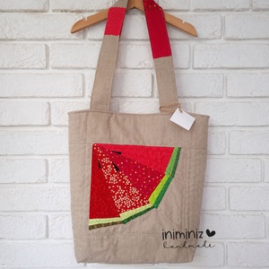 Dinnye patchwork blokkal díszített shopper táska - táska & tok - kézitáska & válltáska - válltáska - Meska.hu