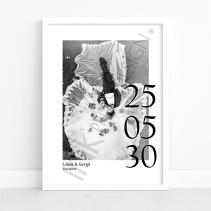 Minimalista esküvői poszter  Személyre szabható falikép névvel és dátummal, Otthon & Életmód, Dekoráció, Kép & Falikép, Poszter, Fotó, grafika, rajz, illusztráció, MESKA