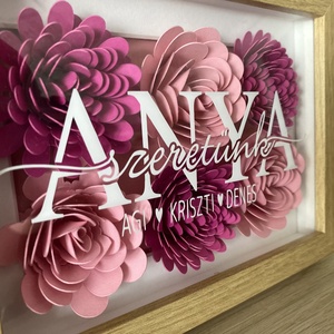 Kézzel készített papírvirágos shadow box - Anyukáknak egyedi felirattal - otthon & életmód - virágdekoráció - virágok - virágbox - Meska.hu