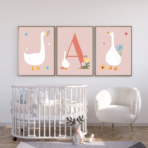 Monogram betű falikép libákkal, Művészet, Grafika & Illusztráció, Digitális, Fotó, grafika, rajz, illusztráció, MESKA