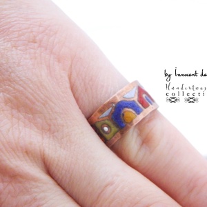 Hundertwasser - színes házikó - tűzzománc gyűrű  -  - Meska.hu