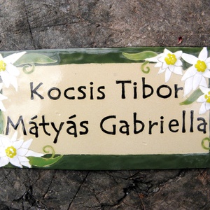 Egyedi tűzzománc névtábla - virágos -  - Meska.hu