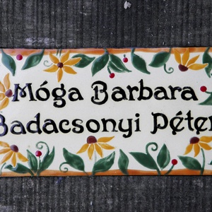 Egyedi tűzzománc névtábla - virágos -  - Meska.hu
