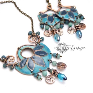 Büvellő - tűzzománc nyakék türkiz  - ékszer - nyaklánc - medálos nyaklánc - Meska.hu