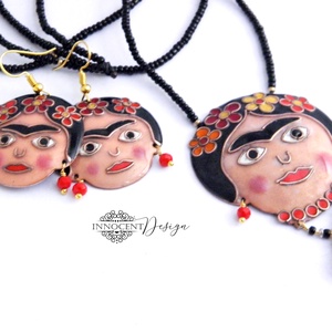 Frida - tűzzománc nyaklánc - ékszer - nyaklánc - hosszú nyaklánc - Meska.hu