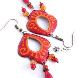 Tilda - tűzzománc fülbevaló ásványgyöngyökkel  - ékszer - fülbevaló - lógó fülbevaló - Meska.hu