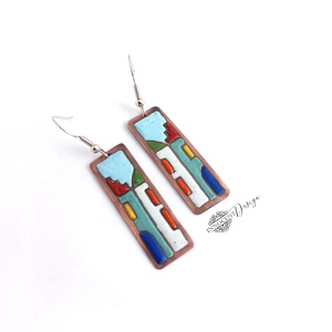 Hundertwasser - színes házikó - tűzzománc fülbevaló , Ékszer, Fülbevaló, Lógó fülbevaló, Tűzzománc, Ötvös, Színes kis házikók, ezúttal kis téglalap alakú lemezre festve.

Antikolt nikkelmentes fülbevalóalap..., MESKA