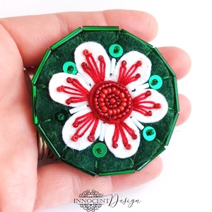 Kokárda virág - piros  - ékszer - kitűző és bross - Meska.hu