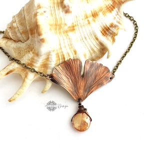 Ginko pearl- kovácsolt nyaklánc - ékszer - nyaklánc - medálos nyaklánc - Meska.hu