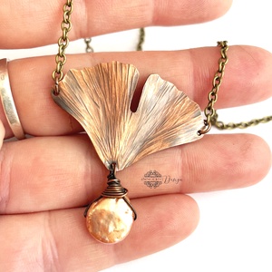Ginko pearl- kovácsolt nyaklánc - ékszer - nyaklánc - medálos nyaklánc - Meska.hu