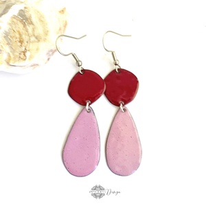 Petals - színes tűzzománc fülbevaló - szirmok - colorblocking, Ékszer, Fülbevaló, Lógó fülbevaló, Ötvös, Tűzzománc, MESKA