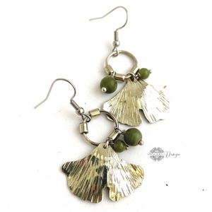 Fine nature - Gingko biloba - alpakka fülbevaló  - Meska.hu